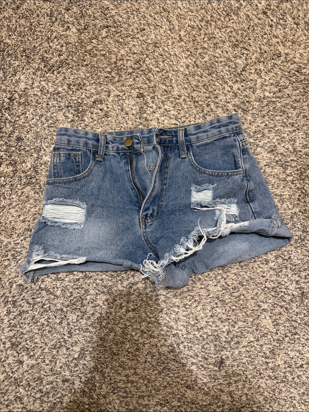 SHEIN Light Blue Distressed Denim Shorts